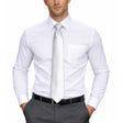 Mens White Skinny Tie - Plain Polyester Skim Necktie (Formal/Wedding/Party)