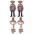 Mexican Fiesta Group Costume Set - 2x Poncho & Sombrero + 2x Womens Mexican Dress (Halloween & Fancy Dress)