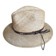 Straw Fedora Hat - Natural & Brown Leather - S