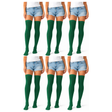 6x Over Knee Stay Up Stockings Bulk Pack - Green (Halloween Costume Socks & Fancy Dress Party)