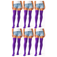 6x Over Knee Stay Up Stockings Bulk Pack - Purple (Halloween Costume Socks & Fancy Dress Party)