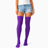 Over Knee Stay Up Stockings - Purple (Halloween Costume Socks & Fancy Dress Party)