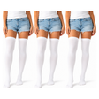 3x Over Knee Stay Up Stockings Pack - White (Halloween Costume Socks & Fancy Dress Party)