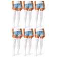 6x Over Knee Stay Up Stockings Bulk Pack - White (Halloween Costume Socks & Fancy Dress Party)
