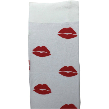 Stay Up OVER THE KNEE SOCKS Stockings Hosiery Party Costume Stockings - Red Bow (White/Red)
