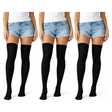 3x Over Knee Stay Up Stockings Pack - Black (Halloween Costume Socks & Fancy Dress Party)