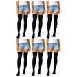6x Over Knee Stay Up Stockings Bulk Pack - Black (Halloween Costume Socks & Fancy Dress Party)