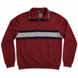 Mens Half Zip Fleece Pullover Jumper - Red (Warm Cotton/Polyester Blend Sweater)