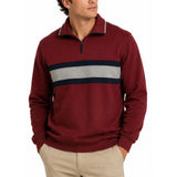 Mens Half Zip Fleece Pullover Jumper - Red (Warm Cotton/Polyester Blend Sweater)