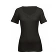 100% Pure Merino Wool Womens Short Sleeve Thermal Top (Woolmark Fleece) - Black