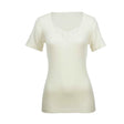 Thermo Fleece 100% Pure Merino Wool Womens Short Sleeve Thermal Top - Natural (Woolmark Fleece)