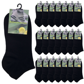 24x Cotton Ankle Socks Bulk Pack - Black (Low Cut Anklet Sports Running Socks for Men/Women)