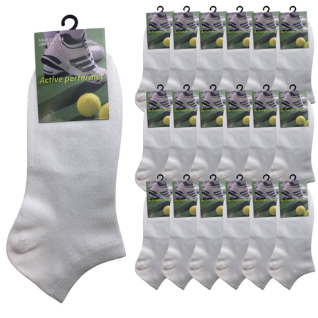 24x Cotton Ankle Socks Bulk Pack - White (Low Cut Anklet Sports Running Socks for Men/Women)