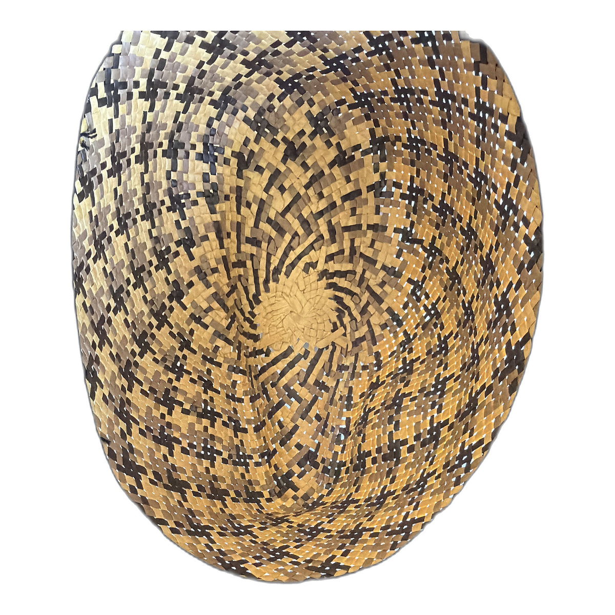 3-Tone Cross-Weave Paper Straw Trilby Hat - Natural & Black