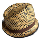 2-Tone Lined Toyo Paper Straw Trilby Hat - Natural & Black