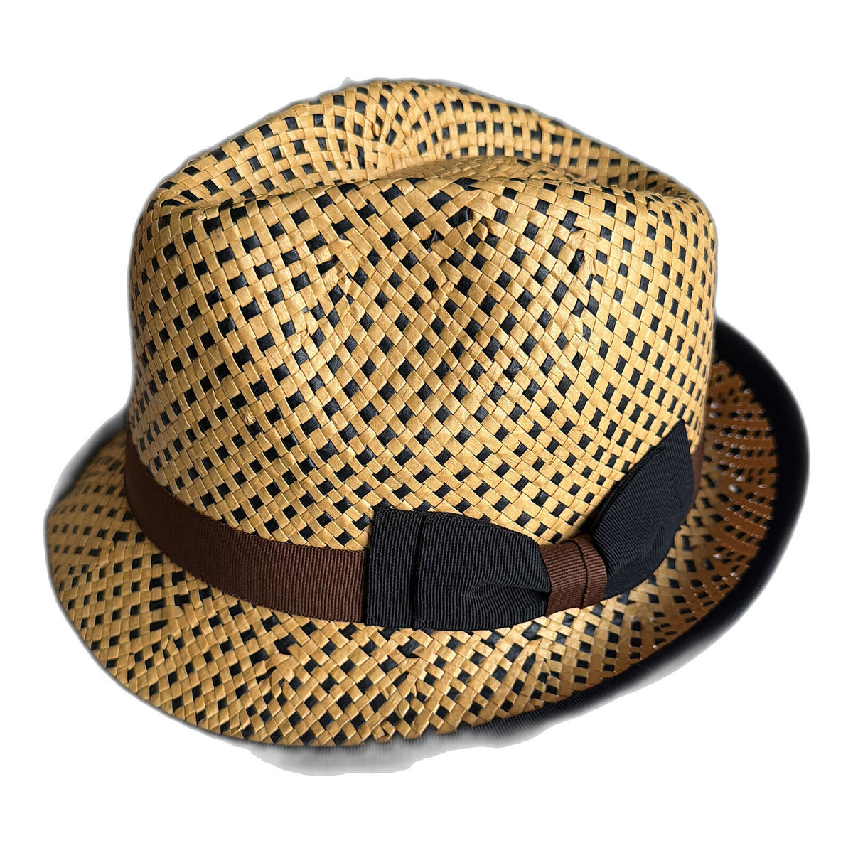 2-Tone Lined Toyo Paper Straw Trilby Hat - Natural & Black