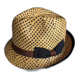 2-Tone Lined Toyo Paper Straw Trilby Hat - Natural & Black