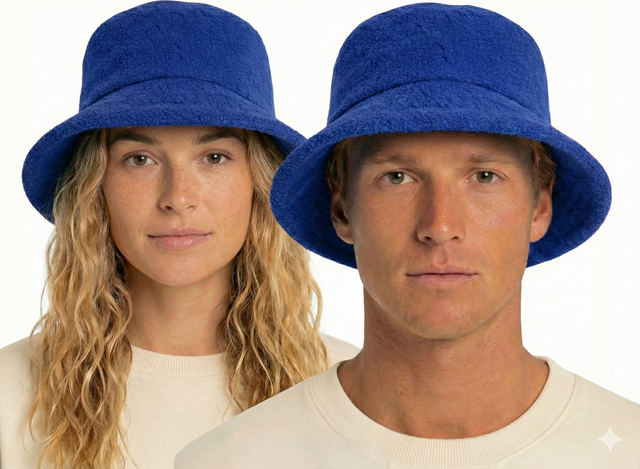 Terry Towelling BUCKET HAT Daggy Fishing Camping Lad Cap Retro  100% COTTON - Blue - XX-Large