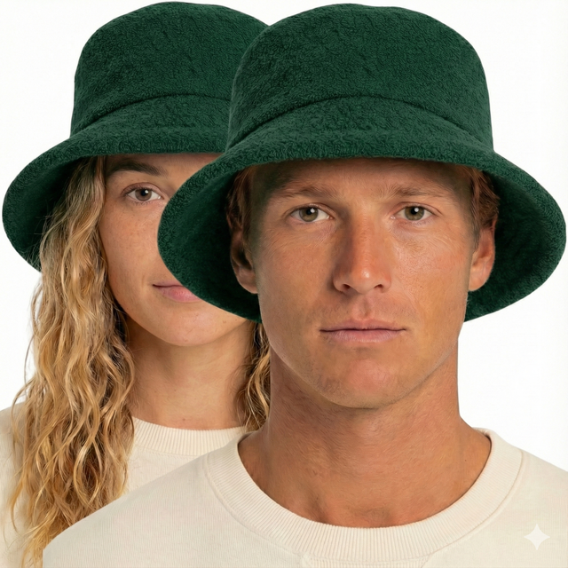 Terry Towelling BUCKET HAT Daggy Fishing Camping Lad Cap Retro  100% COTTON - Bottle Green - XXL
