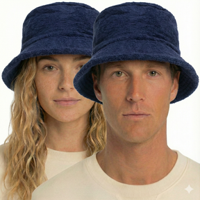 Navy Blue Terry Towelling Bucket Hat - 100% Cotton Daggy Lad Cap for Fishing/Camping
