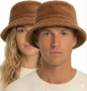 Brown Terry Towelling Bucket Hat - 100% Cotton Daggy Lad Cap for Fishing/Camping