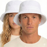White Terry Towelling Bucket Hat - 100% Cotton Daggy Lad Cap for Fishing/Camping