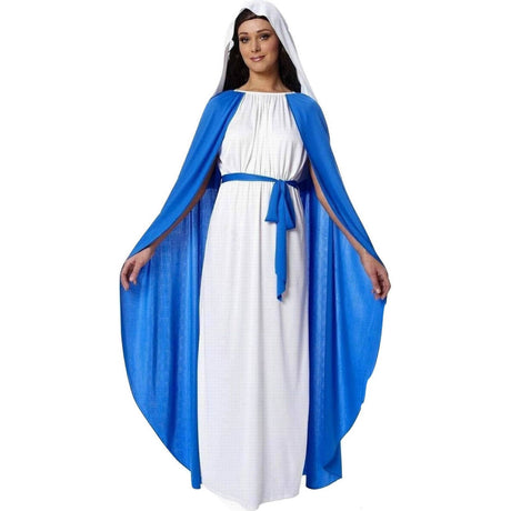 Womens Virgin Mary Costume - Holy Saint/Mother (Religious/Christmas Fancy Dress)
