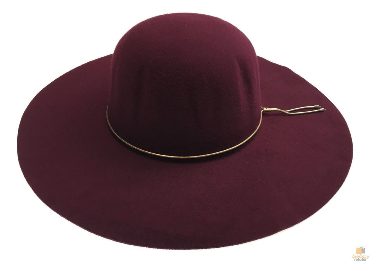 Womens Floppy Wide Brim Felt Hat - One Size (Vintage Style) - Burgundy