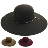 Wide Brim Felt Hat Floppy Vintage Fedora Bowler Cloche Ladies Fashion Cap - Black