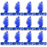12x 1920s Blue Wide Flapper Headband w/ Feather & Sequins Bulk Pack - Gatsby/Charleston Costume