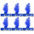 6x 1920s Blue Wide Flapper Headband w/ Feather & Sequins Bulk Pack - Gatsby/Charleston Costume