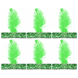 6x 1920s Green Wide Flapper Headband w/ Feather & Sequins Bulk Pack - Gatsby/Charleston Costume