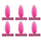 6x 1920s Hot Pink Wide Flapper Headband w/ Feather & Sequins Bulk Pack - Gatsby/Charleston Costume