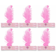 6x 1920s Light Pink Wide Flapper Headband w/ Feather & Sequins Bulk Pack - Gatsby/Charleston Costume