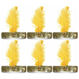 6x 1920s Orange Wide Flapper Headband w/ Feather & Sequins Bulk Pack - Gatsby/Charleston Costume