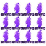 12x 1920s Purple Wide Flapper Headband w/ Feather & Sequins Bulk Pack - Gatsby/Charleston Costume