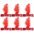 6x 1920s Red Wide Flapper Headband w/ Feather & Sequins Bulk Pack - Gatsby/Charleston Costume