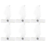 6x 1920s White Wide Flapper Headband w/ Feather & Sequins Bulk Pack - Gatsby/Charleston Costume