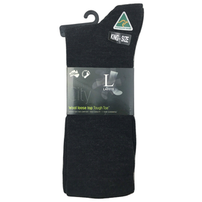 Lafitte Australian Made Wool Loose Top Socks - Charcoal - Size 6-10 (Tough Toe Socks)