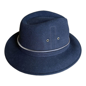 Satin Lined Wool Felt Fedora Hat - Black - XL