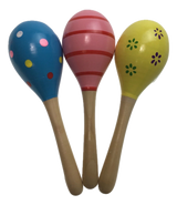 3x WOODEN MARACAS Musical Egg Percussion Toy Shakers Rattles Rumba Party