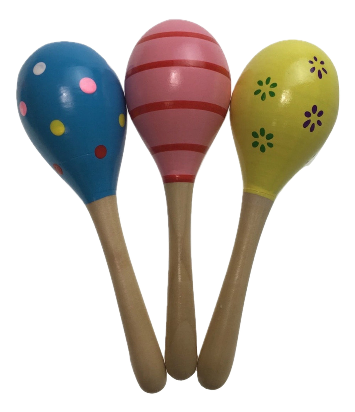 3x WOODEN MARACAS Musical Egg Percussion Toy Shakers Rattles Rumba Party