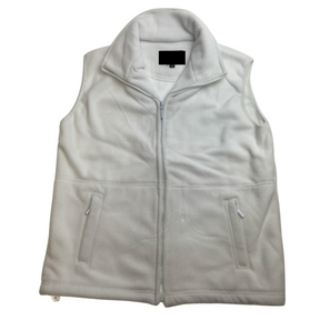 Mens White Polar Fleece Vest - Thick Casual Warm Winter Fleecy Jacket - White