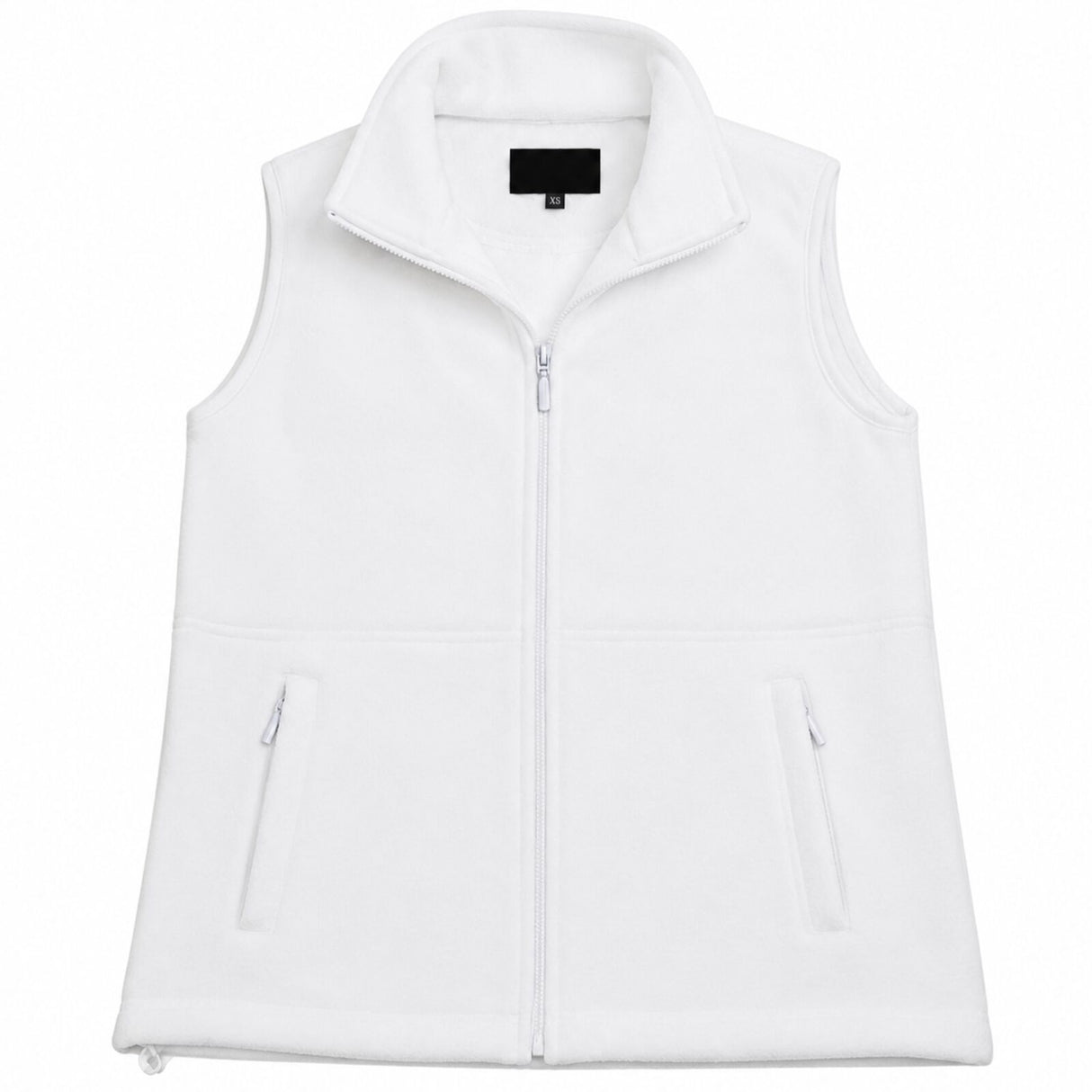 Mens White Polar Fleece Vest - Thick Casual Warm Winter Fleecy Jacket