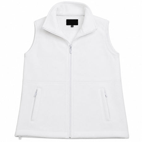 Mens White Polar Fleece Vest - Thick Casual Warm Winter Fleecy Jacket