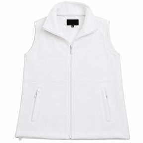 Mens White Polar Fleece Vest - Thick Casual Warm Winter Fleecy Jacket - White