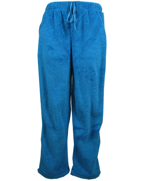 Womens TRACK PANTS Coral Fleece Fur Ultra Comfy Pyjamas Pajama Sleepwear Bottoms - Charcoal
