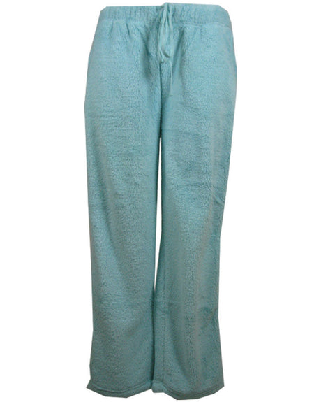Womens TRACK PANTS Coral Fleece Fur Ultra Comfy Pyjamas Pajama Sleepwear Bottoms - Navy Blue