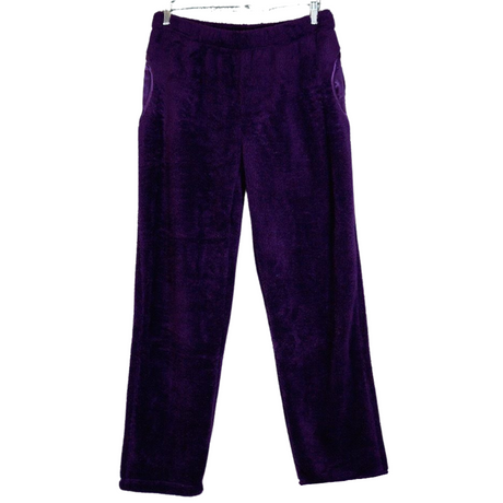 Womens TRACK PANTS Coral Fleece Fur Ultra Comfy Pyjamas Pajama Sleepwear Bottoms - Plum Pie