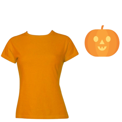 Womens HALLOWEEN T Shirt 100% COTTON Blank Tee Costume Ladies Party - Pumpkin Colour - Pumpkin